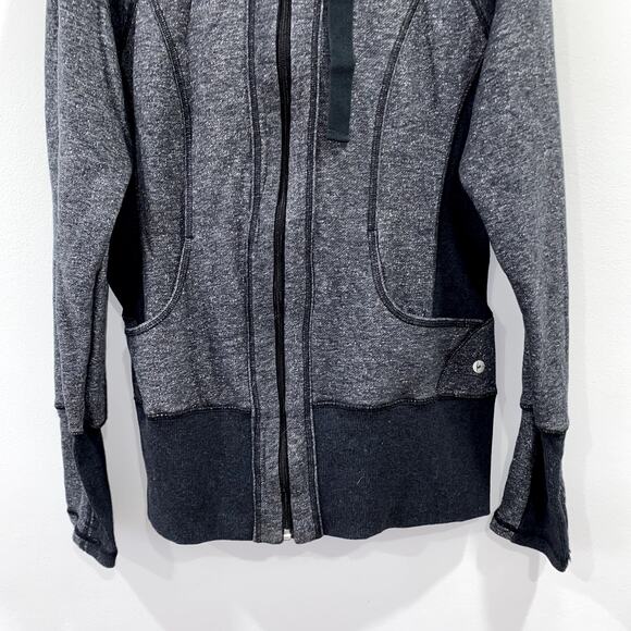 Active Life Charcoal Gray Zip Up Hoodie with Black Accent Panels - Picture 4 of 11